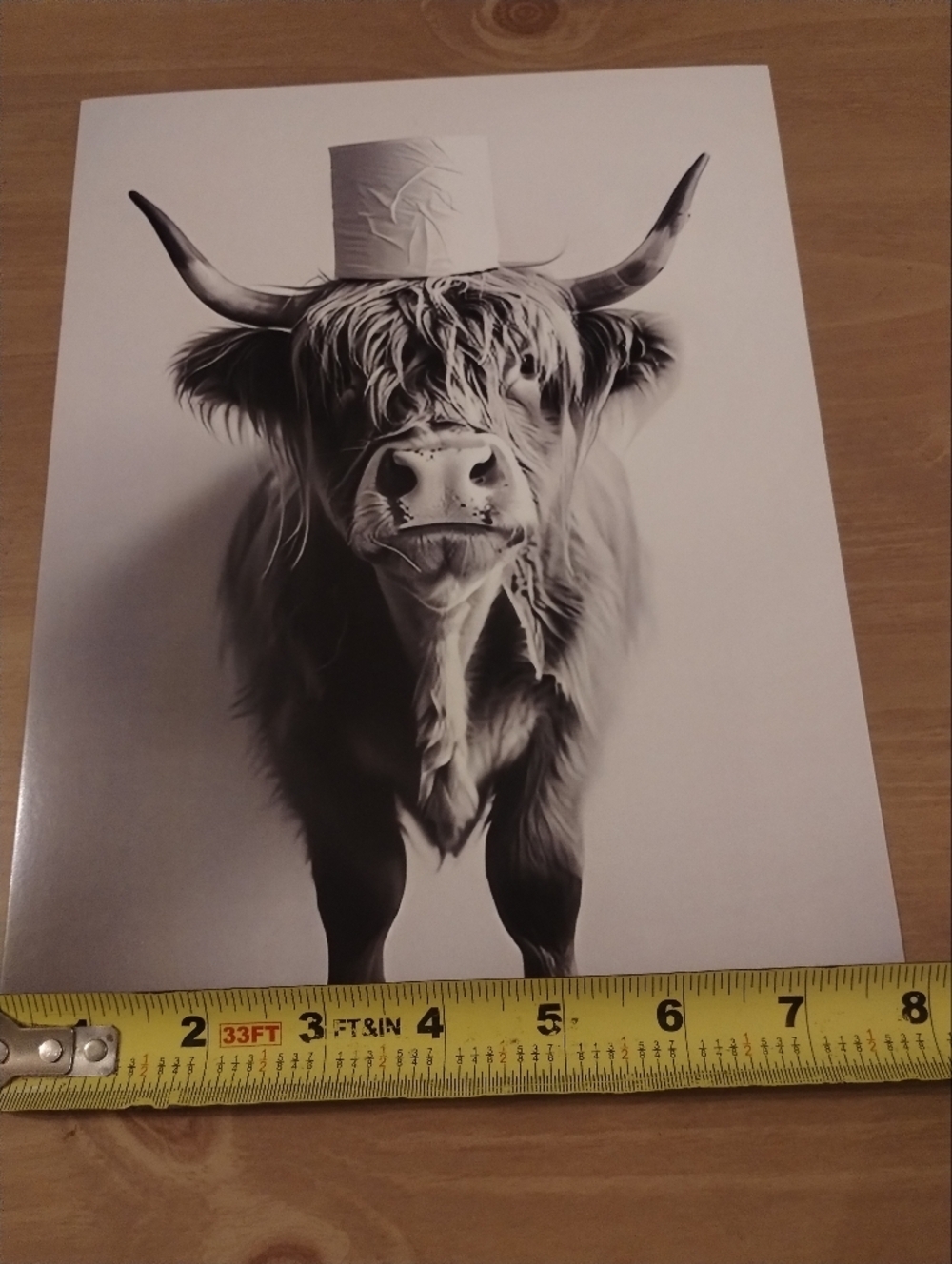 Black White Highland Cow Wall Art Print Farmhouse Decor Rustic Western 8x10 Stoc